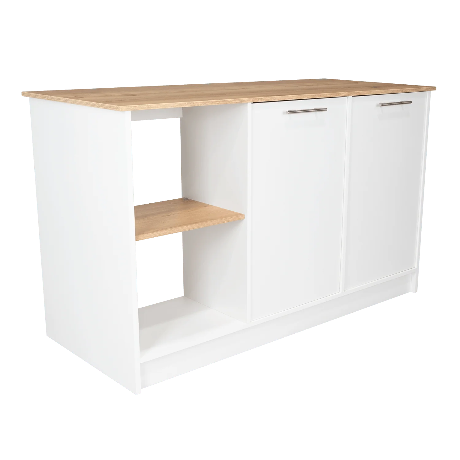 BARRA DE COCINA SAMARA, BLANCO Y CAFÉ CLARO, CON DOS PUERTAS Y ENTREPAÑOS ZF - Image 7