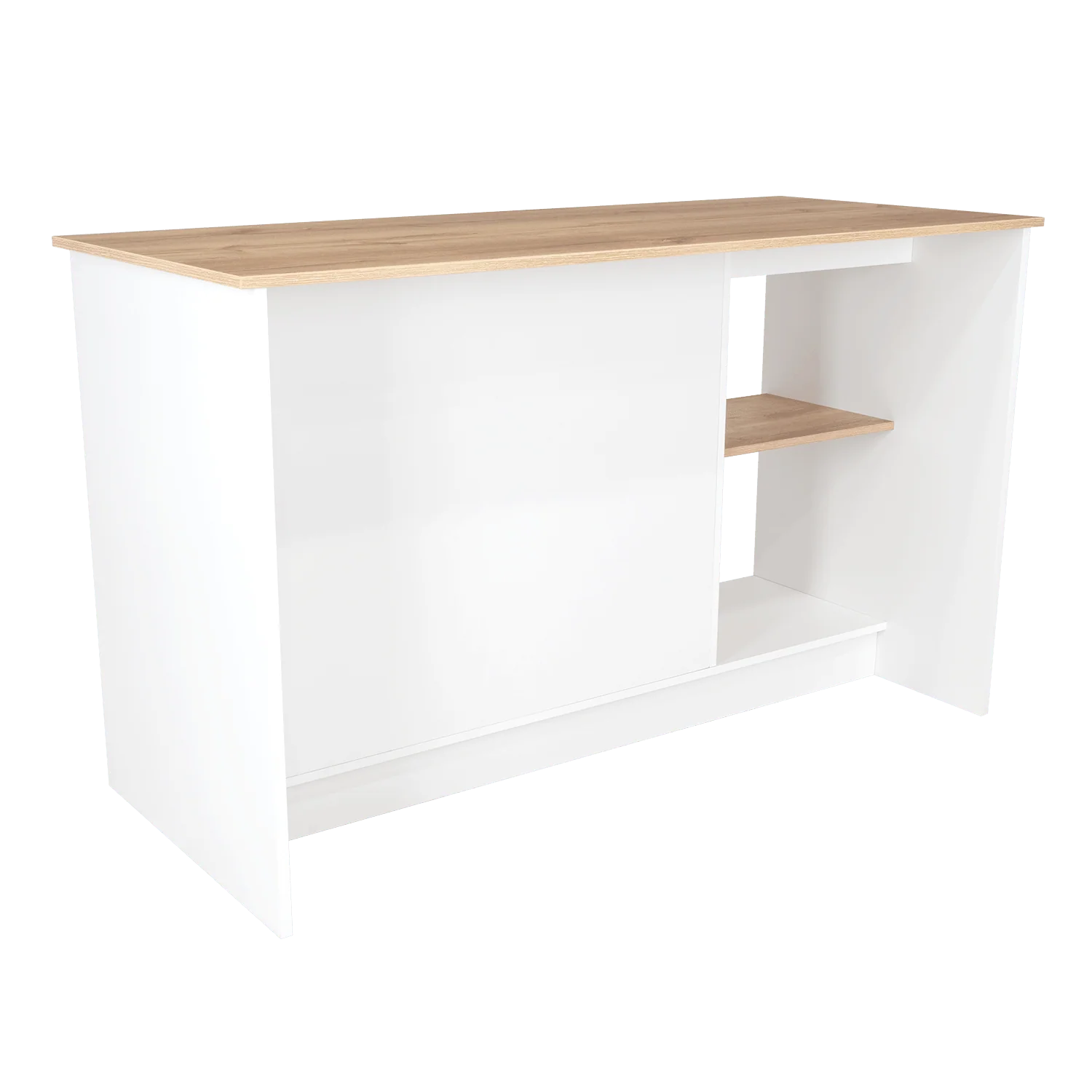 BARRA DE COCINA SAMARA, BLANCO Y CAFÉ CLARO, CON DOS PUERTAS Y ENTREPAÑOS ZF - Image 8