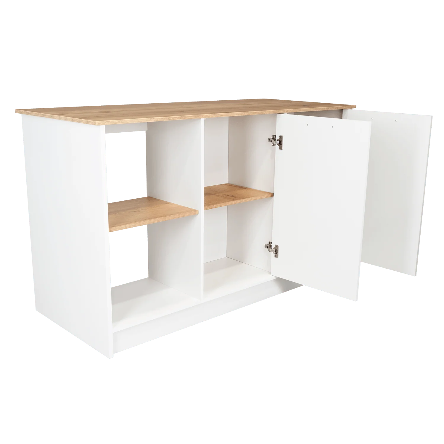 BARRA DE COCINA SAMARA, BLANCO Y CAFÉ CLARO, CON DOS PUERTAS Y ENTREPAÑOS ZF - Image 9
