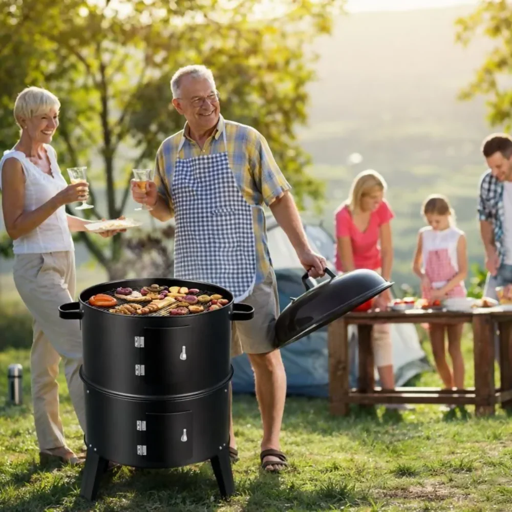 BARRIL ASADOR AHUMADOR PARILLA BRASERO 80CM PORTÁTIL 3 EN 1 - Image 5