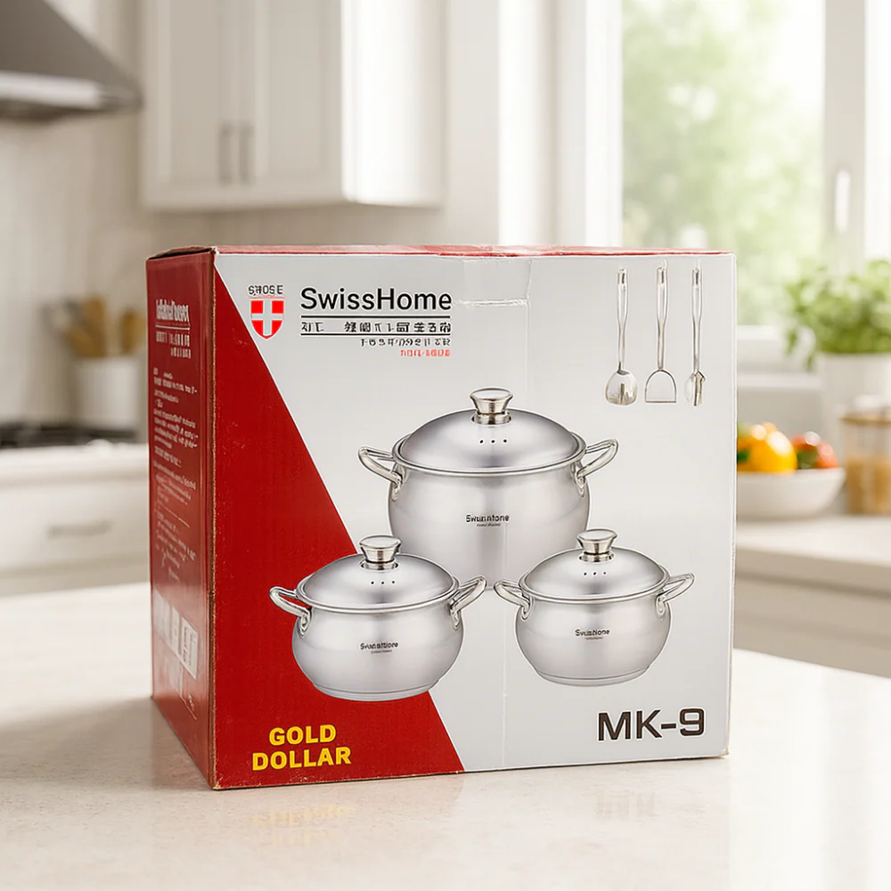 BATERÍA COCINA JUEGO OLLAS ACERO QUIRÚRGICO 3,6,9L SWISSHOME - Image 4