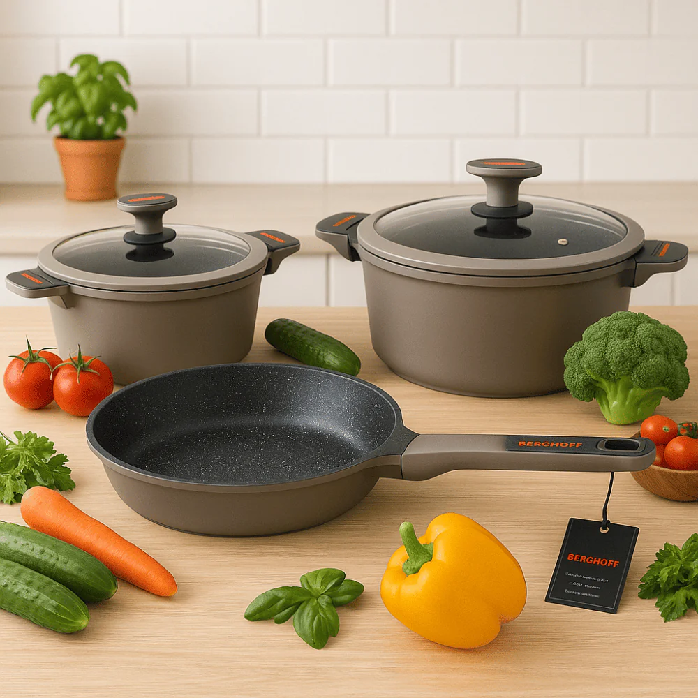 BATERÍA COCINA OLLAS 9 PIEZAS MÁRMOL ANTIADHERENTE PREMIUM GRIS - Image 9