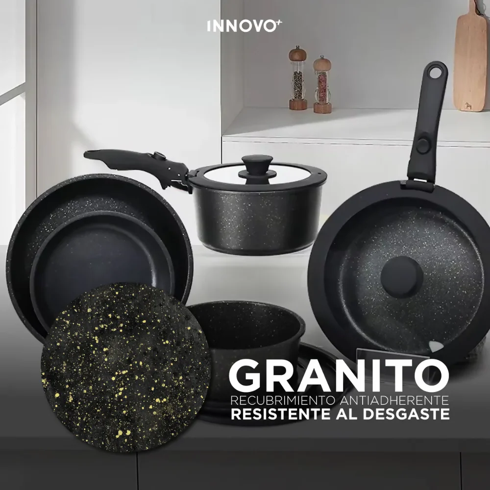 BATERÍA DE COCINA JUEGO DE OLLAS REVESTIMIENTO GRANITO 17 PCS - Image 5