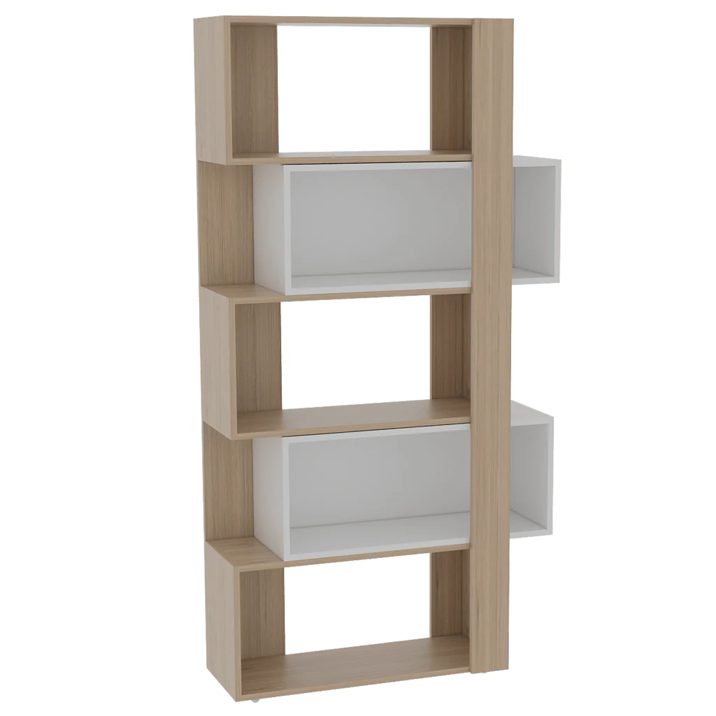 BIBLIOTECA ASCHER, BEIGE Y BLANCO, CON CINCO ENTREPAÑOS - Image 4