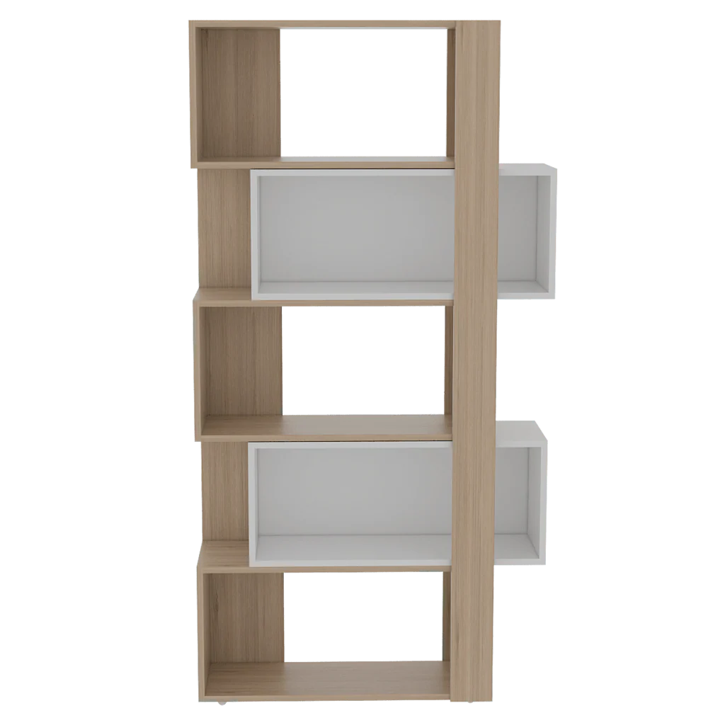 BIBLIOTECA ASCHER, BEIGE Y BLANCO, CON CINCO ENTREPAÑOS - Image 6
