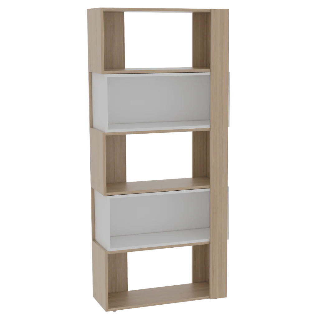 BIBLIOTECA ASCHER, BEIGE Y BLANCO, CON CINCO ENTREPAÑOS - Image 7