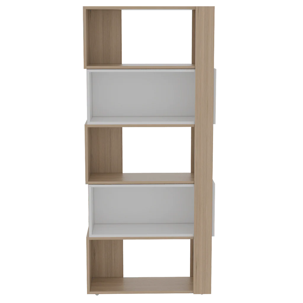 BIBLIOTECA ASCHER, BEIGE Y BLANCO, CON CINCO ENTREPAÑOS - Image 8