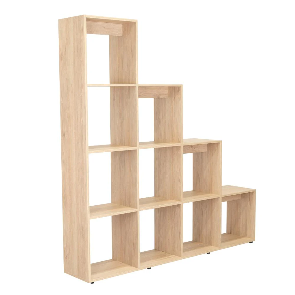 BIBLIOTECA ESCALERA ASCHER, BEIGE, CON VARIEDAD DE ESPACIOS PARA LIBROS Y ARTÍCULOS DECORATIVOS - Image 2