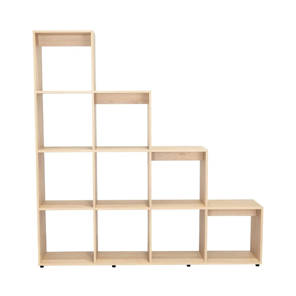 BIBLIOTECA ESCALERA ASCHER, BEIGE, CON VARIEDAD DE ESPACIOS PARA LIBROS Y ARTÍCULOS DECORATIVOS - Image 3