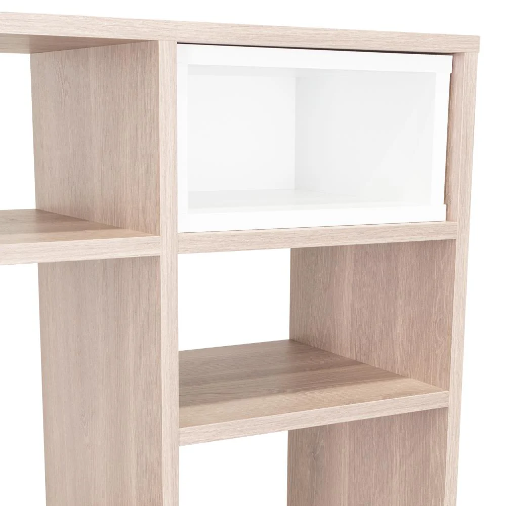 BIBLIOTECA ESCALERA MOMI, BARDOLINO Y BLANCO, CON ESPACIO PARA UBICAR OBJETOS DECORATIVOS - Image 11