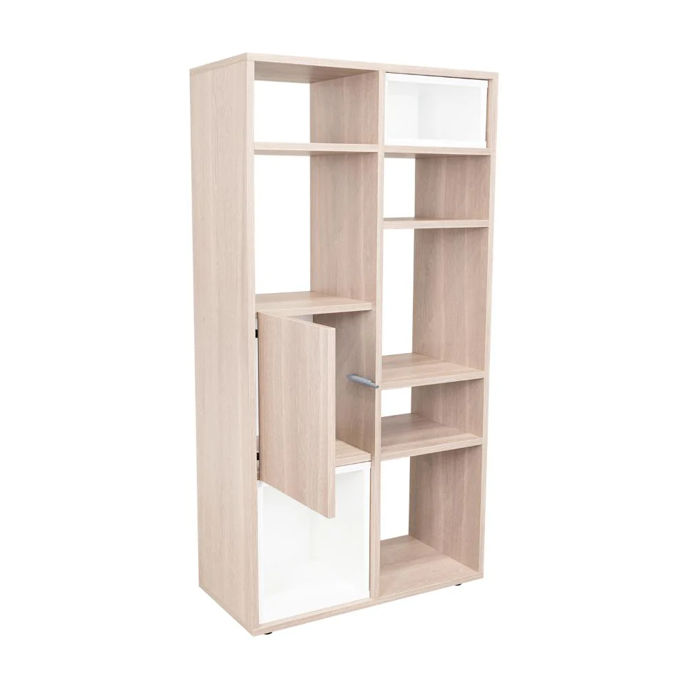 BIBLIOTECA ESCALERA MOMI, BARDOLINO Y BLANCO, CON ESPACIO PARA UBICAR OBJETOS DECORATIVOS - Image 8