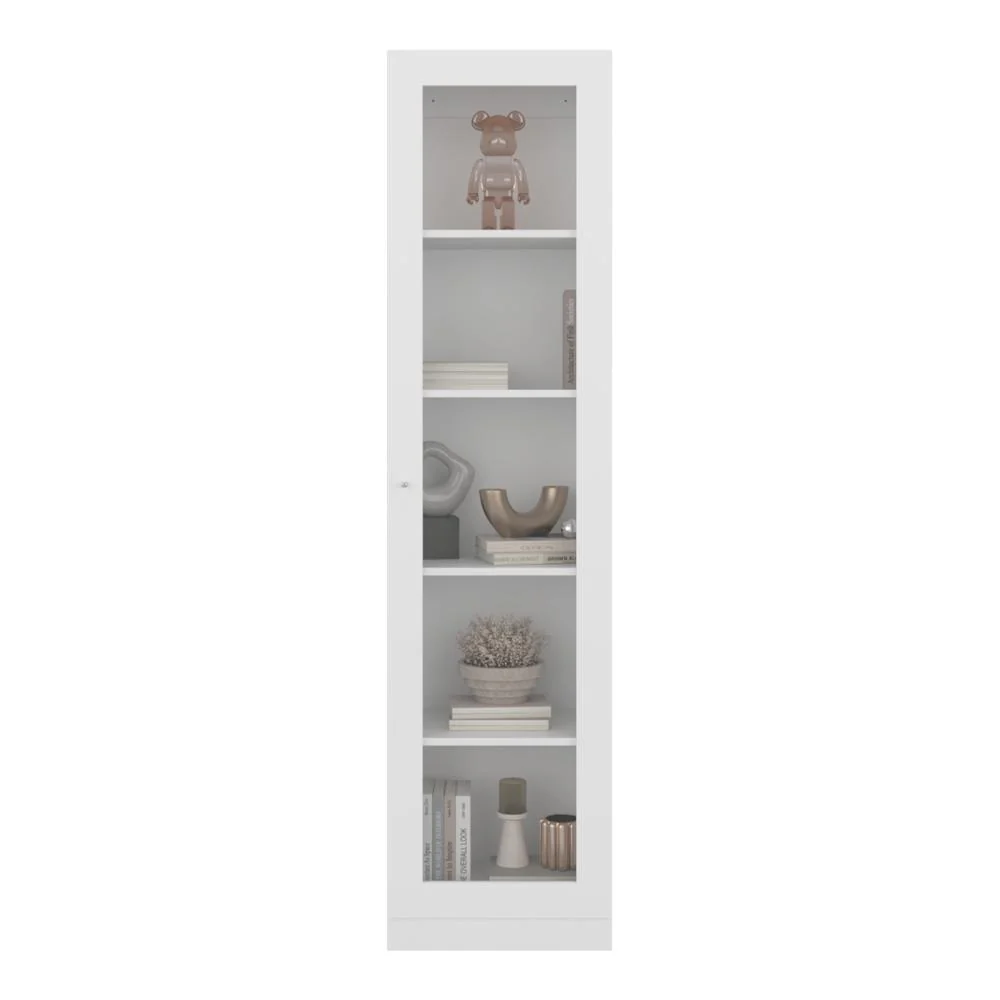 Biblioteca Home Eco Con Puerta En Vidrio, Blanco Duqueza, con Cinco Entrepaños ZF - Image 2