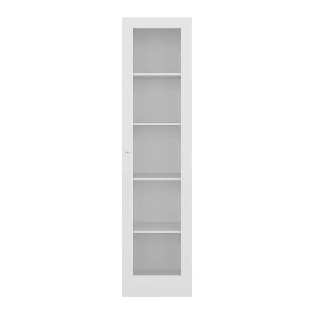 Biblioteca Home Eco Con Puerta En Vidrio, Blanco Duqueza, con Cinco Entrepaños ZF - Image 7