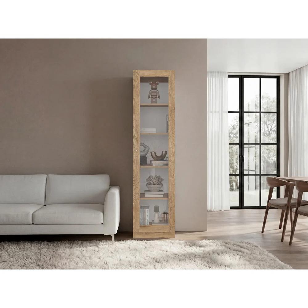 Biblioteca Home Eco Con Puerta En Vidrio, Macadamia, con Cinco Entrepaños ZF - Image 3