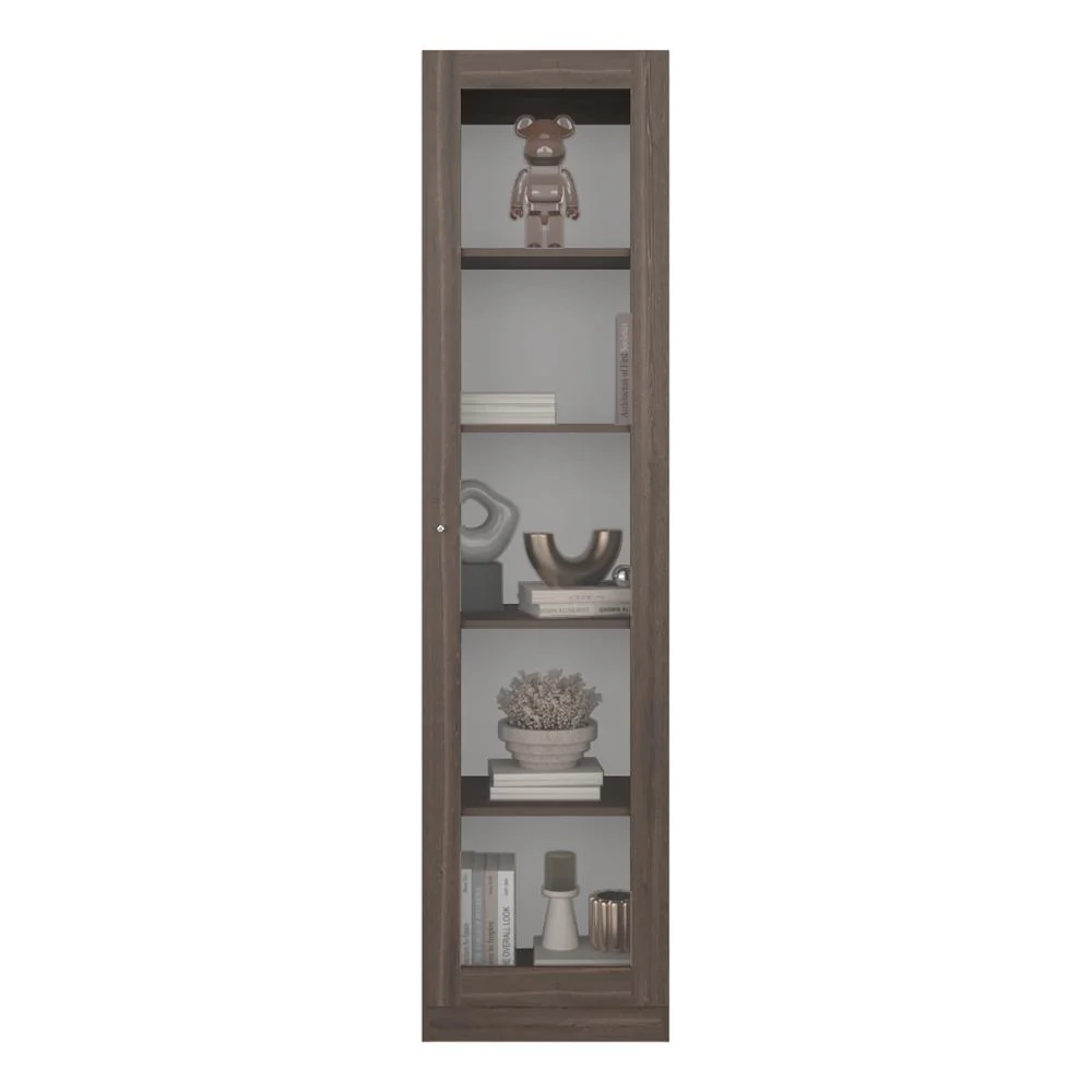 Biblioteca Home Eco Con Puerta En Vidrio, Milán y Blanco, con Cinco Entrepaños ZF - Image 2
