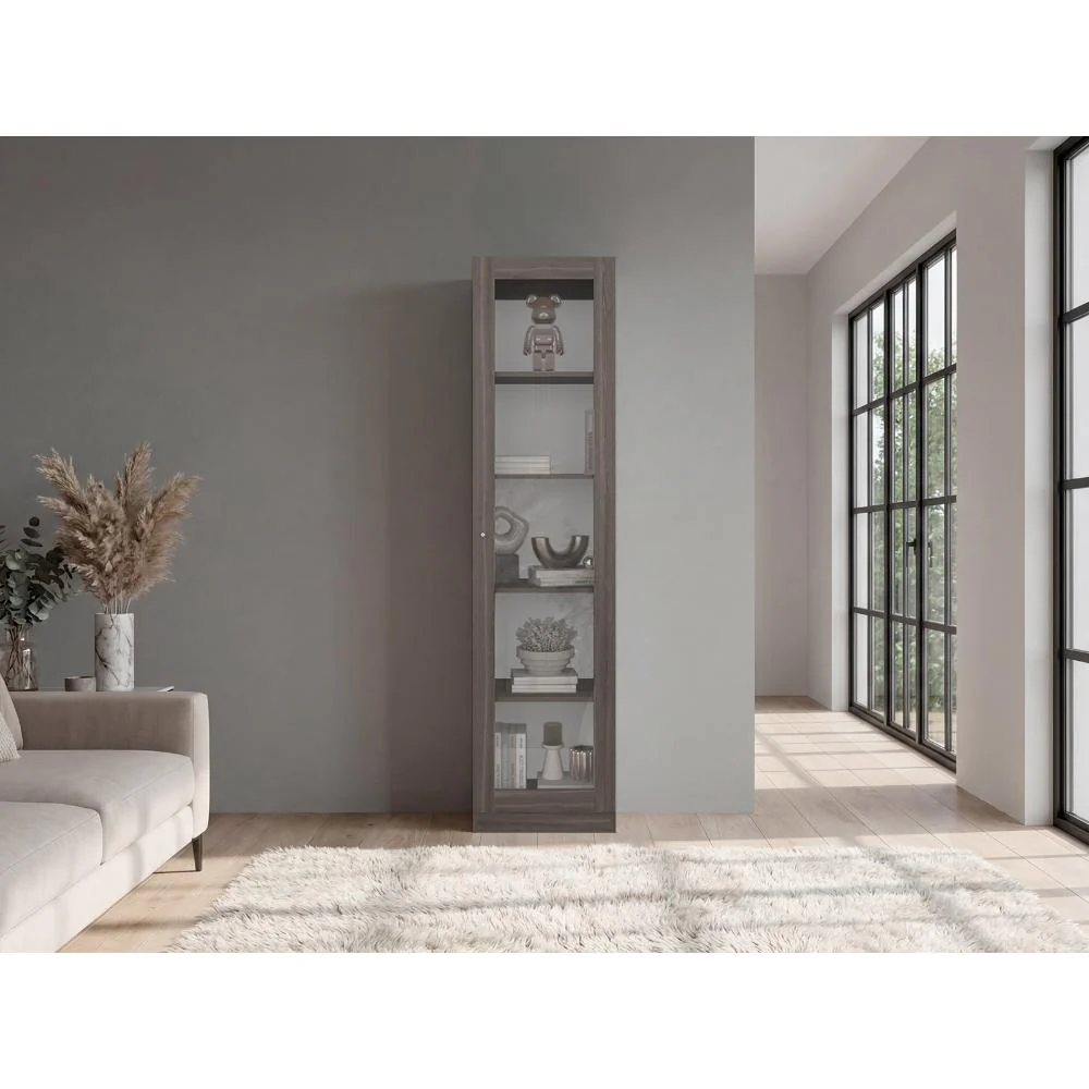 Biblioteca Home Eco Con Puerta En Vidrio, Milán y Blanco, con Cinco Entrepaños ZF - Image 4