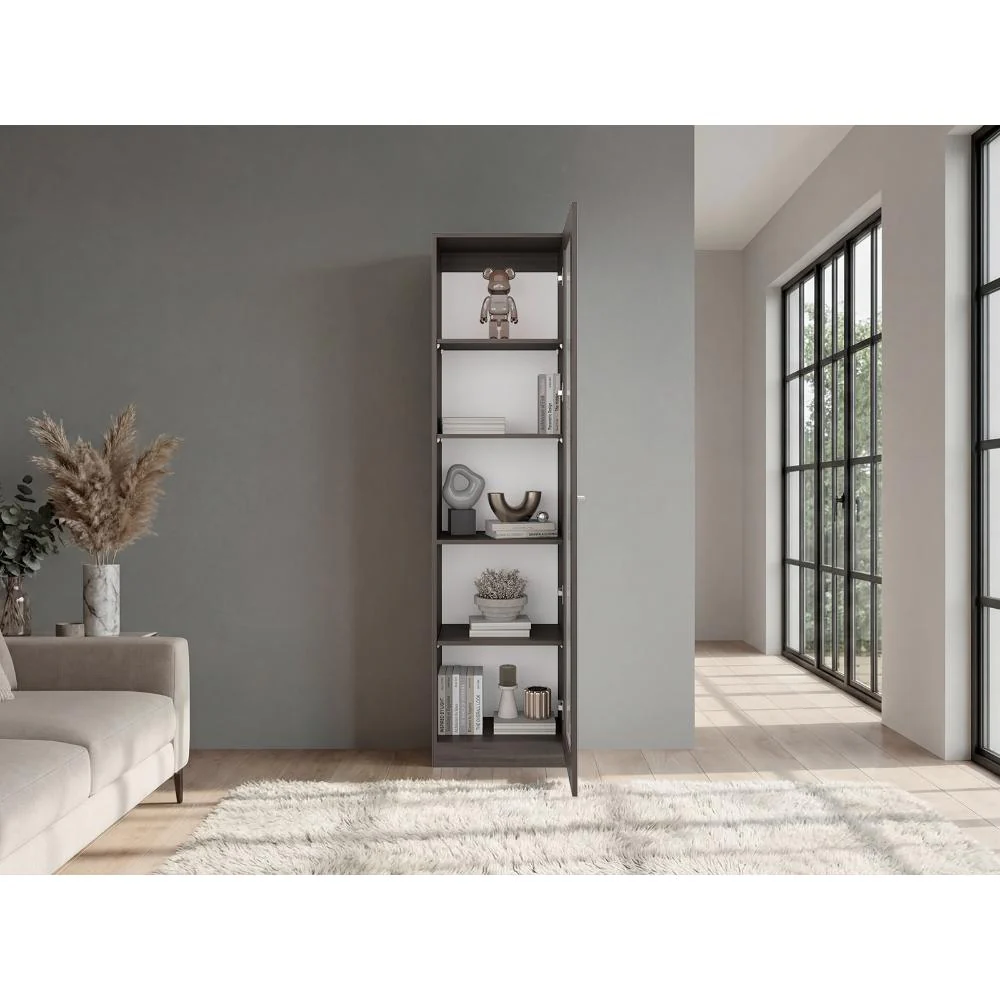 Biblioteca Home Eco Con Puerta En Vidrio, Milán y Blanco, con Cinco Entrepaños ZF - Image 5