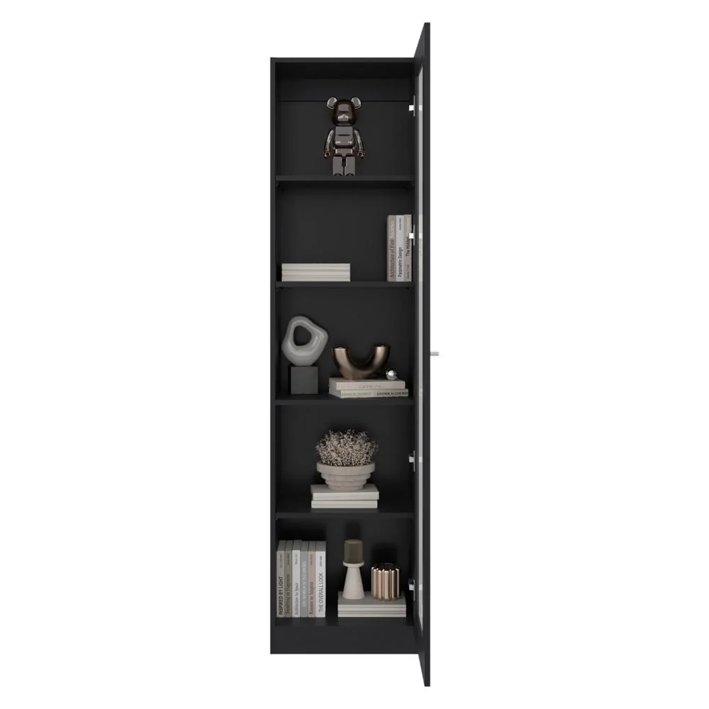 Biblioteca Home Eco Con Puerta En Vidrio, Wengue, con Cinco Entrepaños ZF - Image 3