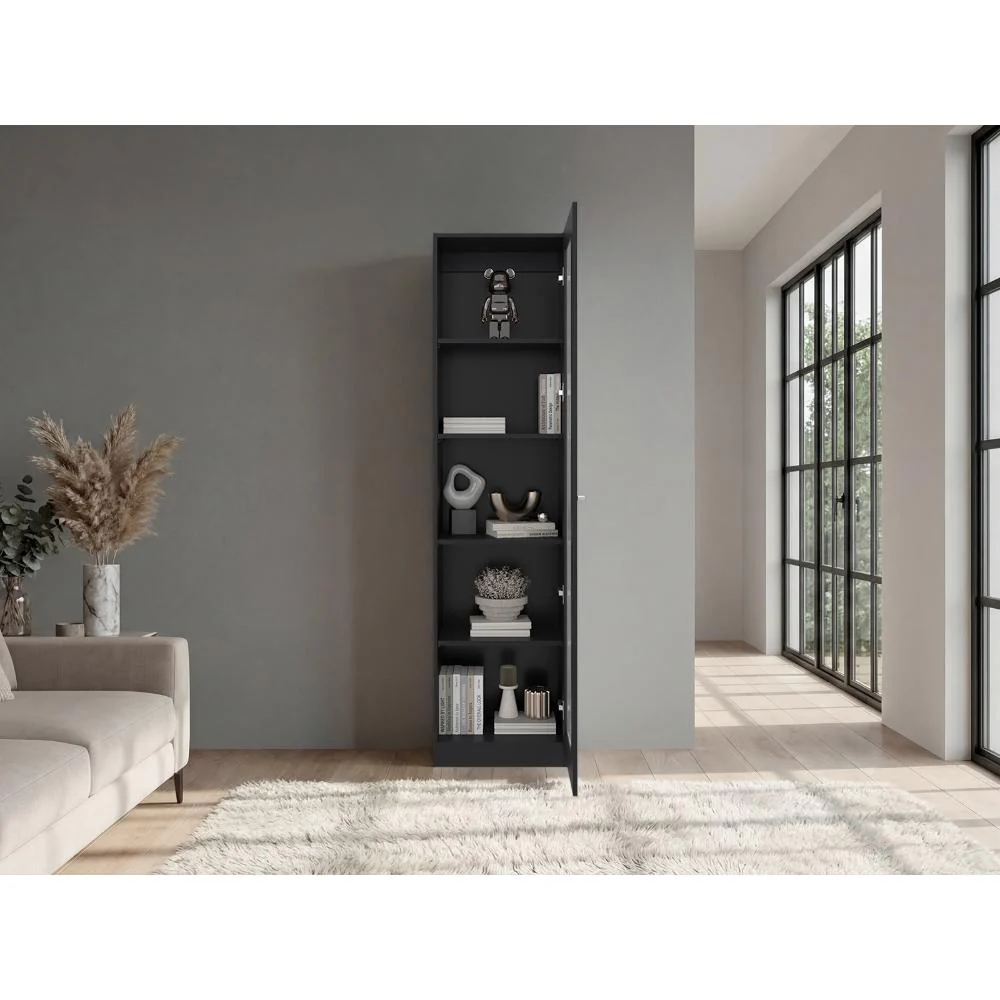 Biblioteca Home Eco Con Puerta En Vidrio, Wengue, con Cinco Entrepaños ZF - Image 5