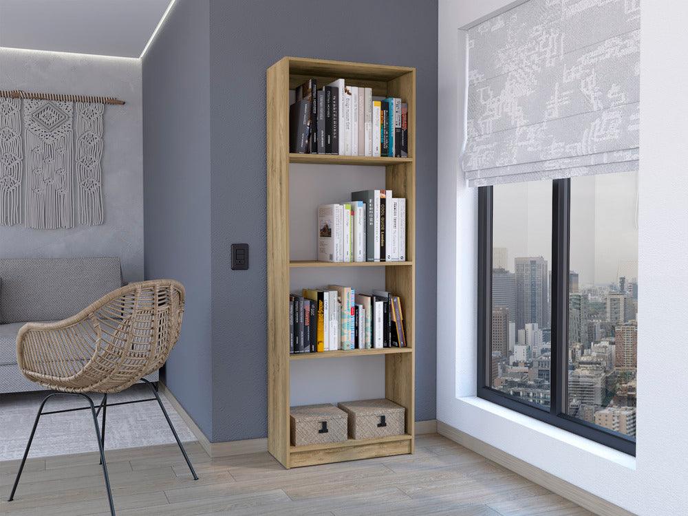 BIBLIOTECA HOME, MACADAMIA Y BLANCO DUQUEZA, CON CUATRO ENTREPAÑOS