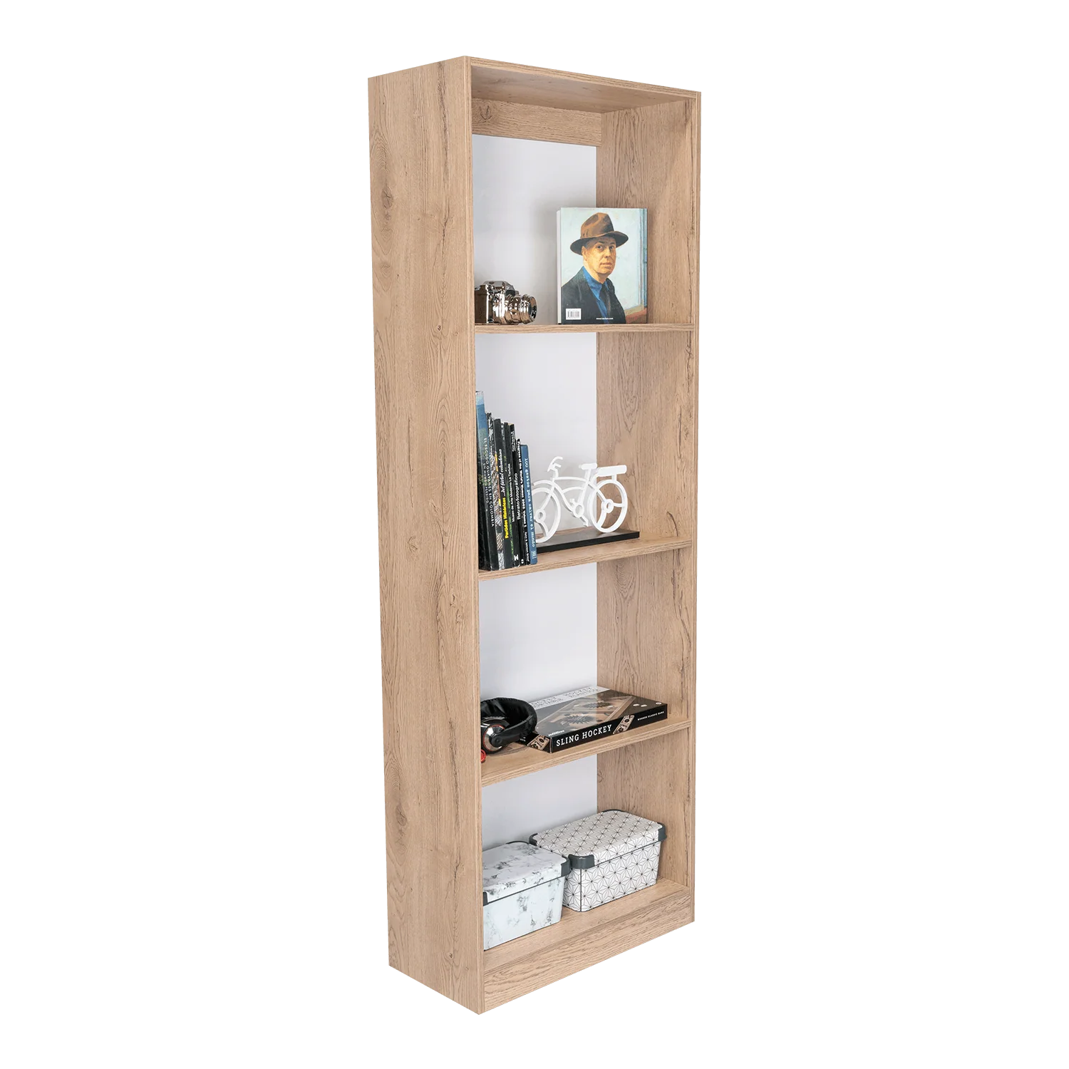 BIBLIOTECA HOME, MACADAMIA Y BLANCO DUQUEZA, CON CUATRO ENTREPAÑOS - Image 2