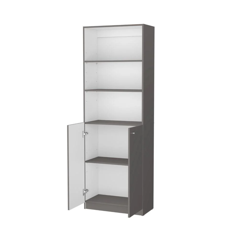 BIBLIOTECA HOME, PLATA OSCURO, CON CINCO ENTREPAÑOS Y DOS PUERTAS ABATIBLES ZF - Image 6