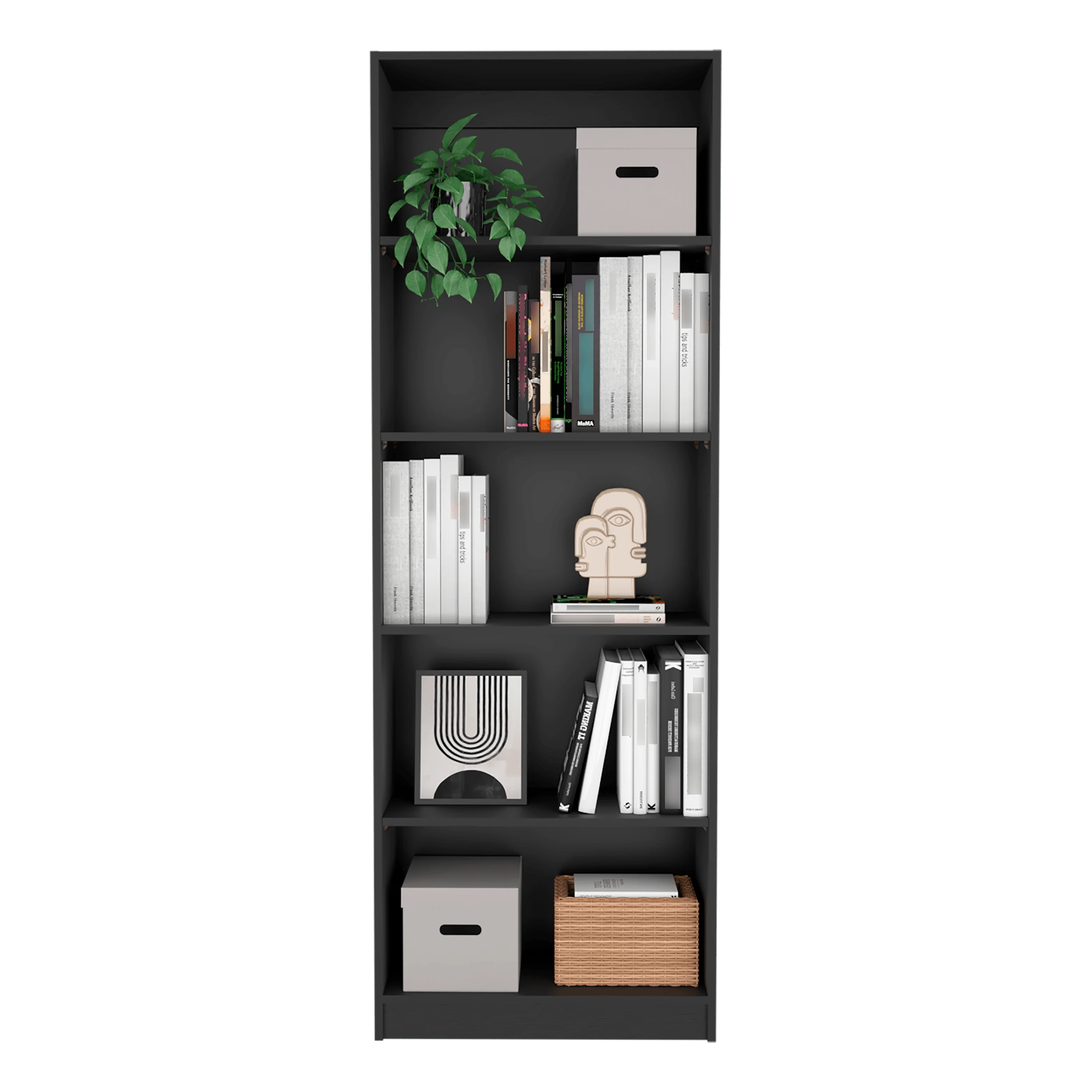 BIBLIOTECA HOME, WENGUE, CON CINCO ENTREPAÑOS - Image 2
