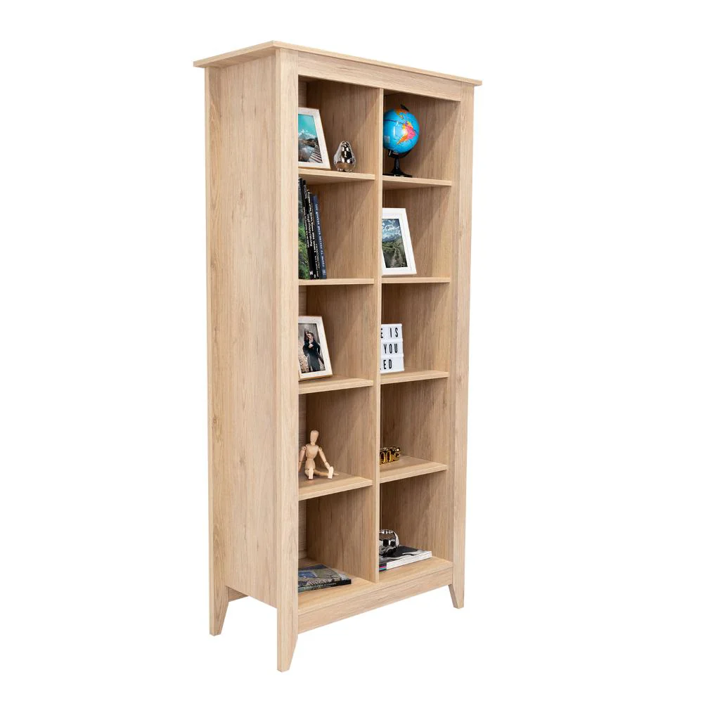 BIBLIOTECA SARUME, BEIGE, CON CINCO ENTREPAÑOS DOBLES