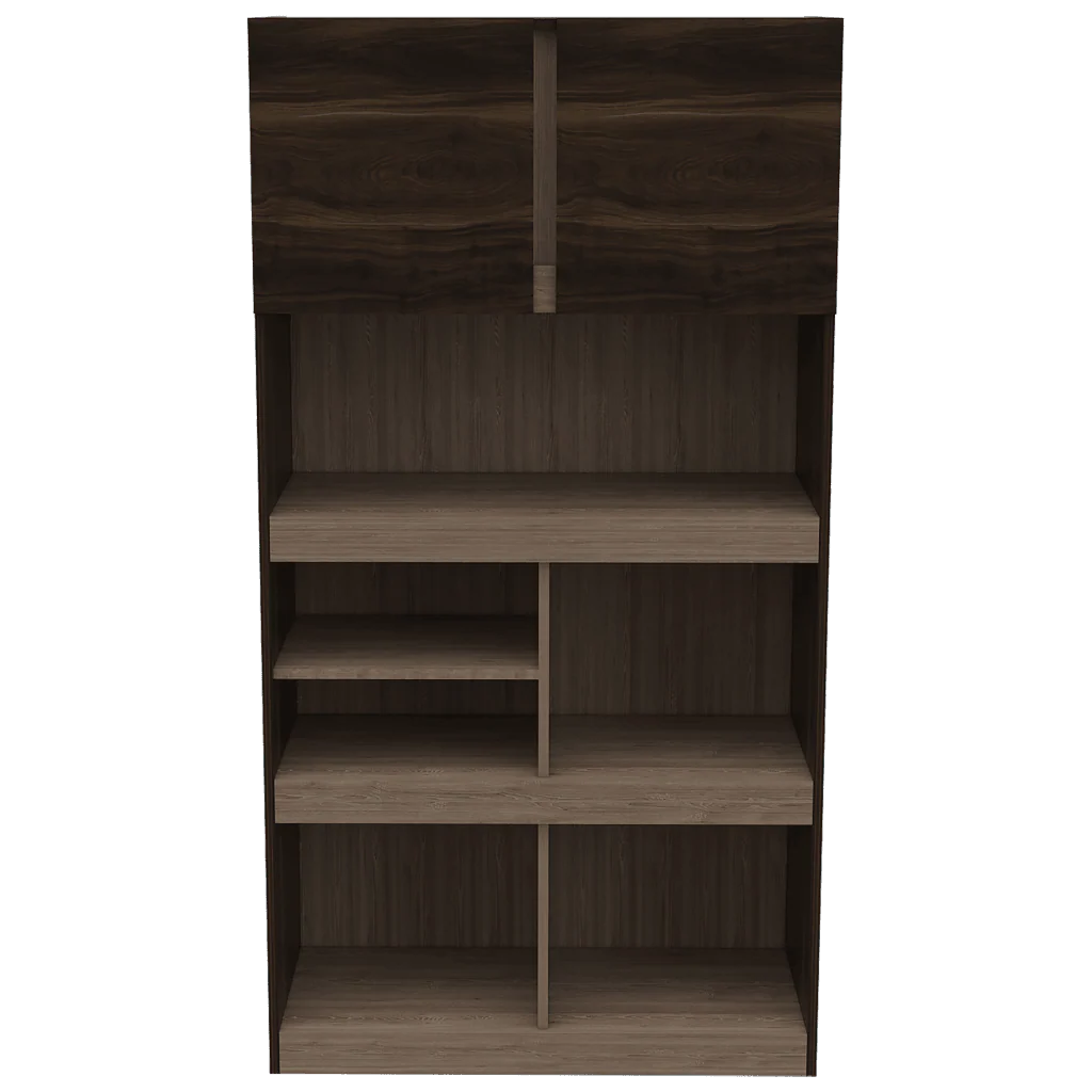 BIBLIOTECA TAIRA, NOGAL Y MIEL, CON DOS PUERTAS BATIENTES Y VARIEDAD DE ENTREPAÑOS - Image 6