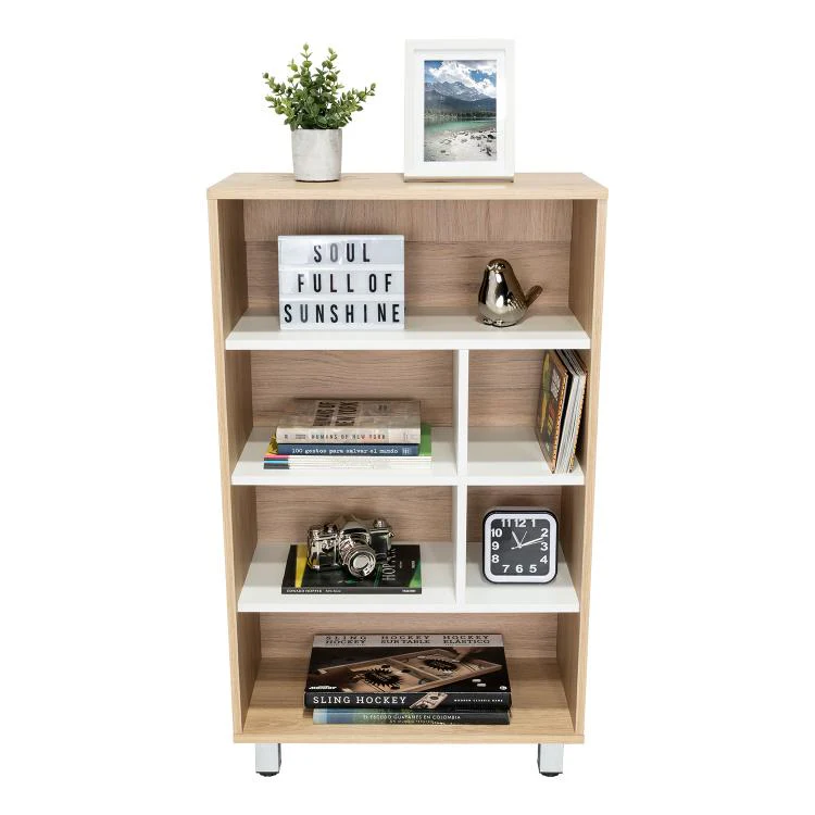BIBLIOTECA TONNY, BEIGE Y BLANCO, CON VARIEDAD DE ESPACIOS PARA LIBROS Y ARTÍCULOS DECORATIVOS - Image 2