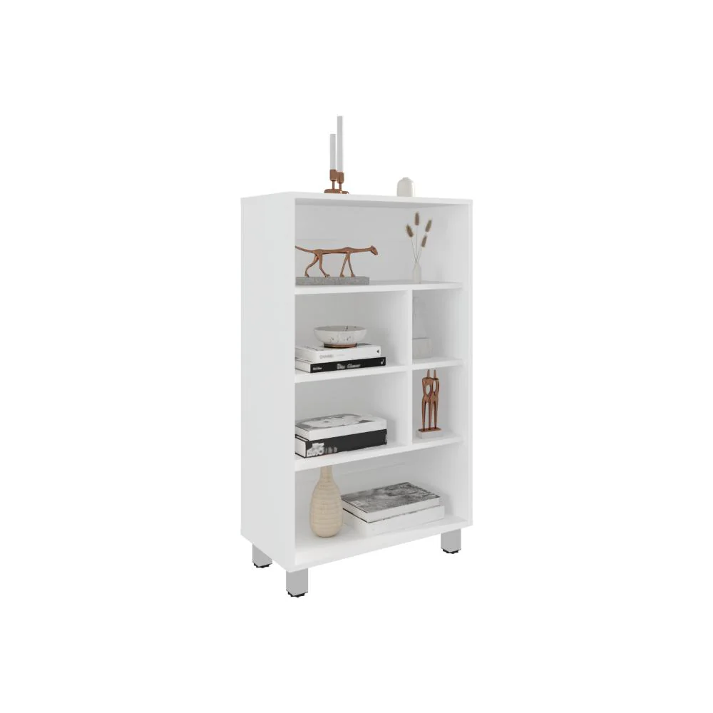 BIBLIOTECA TONNY, BLANCO, CON VARIEDAD DE ESPACIOS PARA LIBROS Y ARTÍCULOS DECORATIVOS ZF