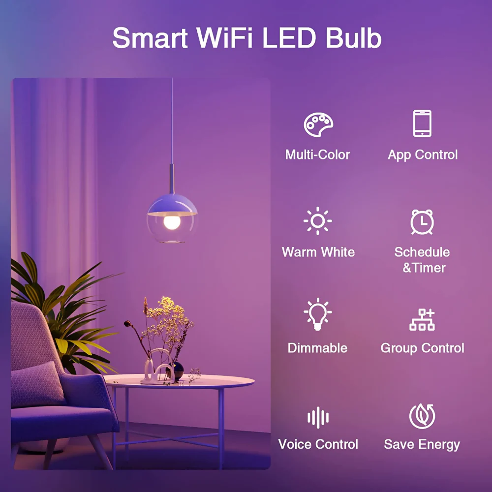 BOMBILLO LED INTELIGENTE WIFI MULTICOLOR ALEXA Y GOOGLE HOME - Image 4
