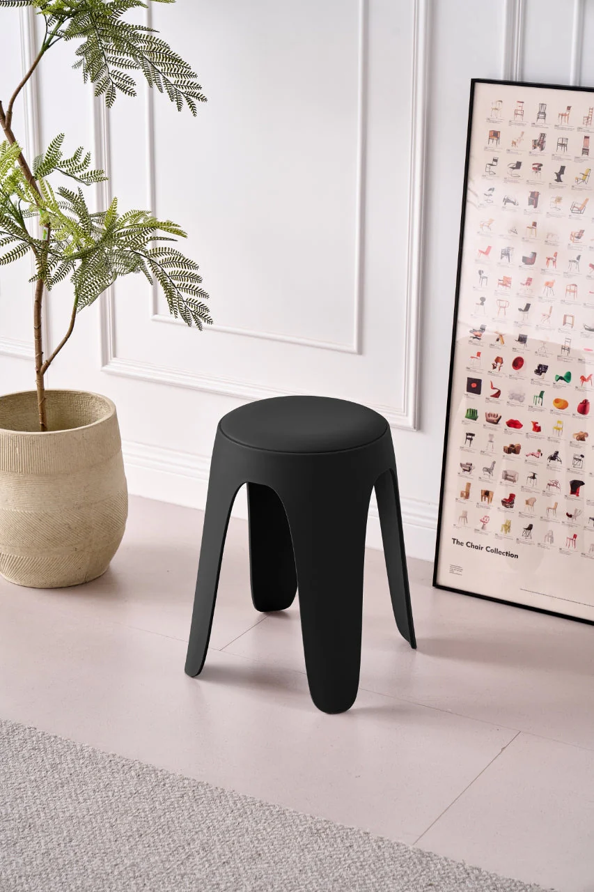 BUTACO CON COJIN ELSE, COLOR NEGRO, DISEÑO MODERNO INCLUYE COJÍN X4 - Image 3