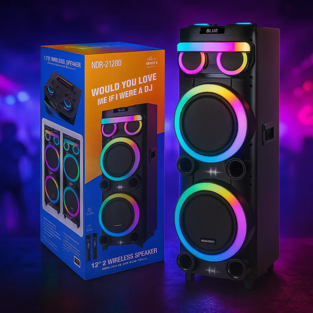 CABINA BLUETOOTH NDR-1226 12" 3000W CON MICRÓFONO Y LUCES LED SONIDO PROFESIONAL 12 PULGADAS GRAVES POTENTE - Image 2