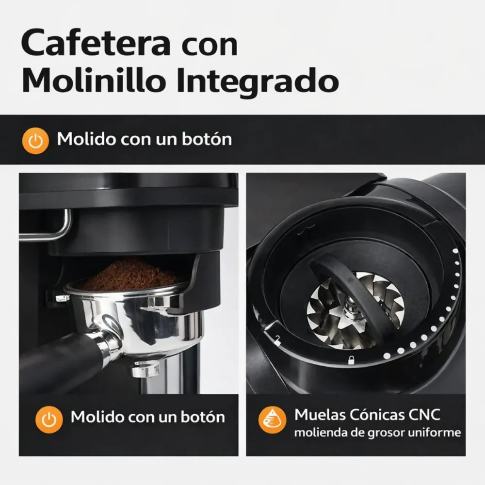 CAFETERA CAPUCHINO EXPRESSO CAFÉ LATTE MOCA 20 BAR 1500W NEGRO 110 - Image 6