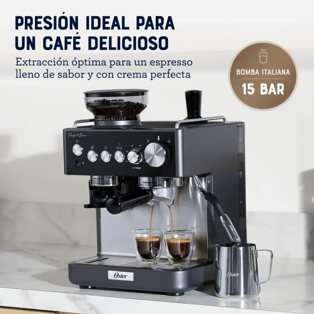 CAFETERA ESPRESSO OSTER PERFECT BREW CON MOLINO INTEGRADO 15 BAR ACERO INOXIDABLE 1600W - Image 4