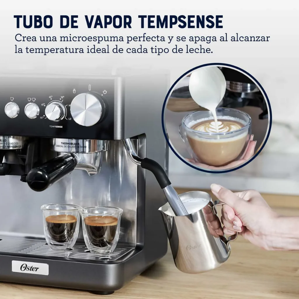 CAFETERA ESPRESSO OSTER PERFECT BREW CON MOLINO INTEGRADO 15 BAR ACERO INOXIDABLE 1600W - Image 5