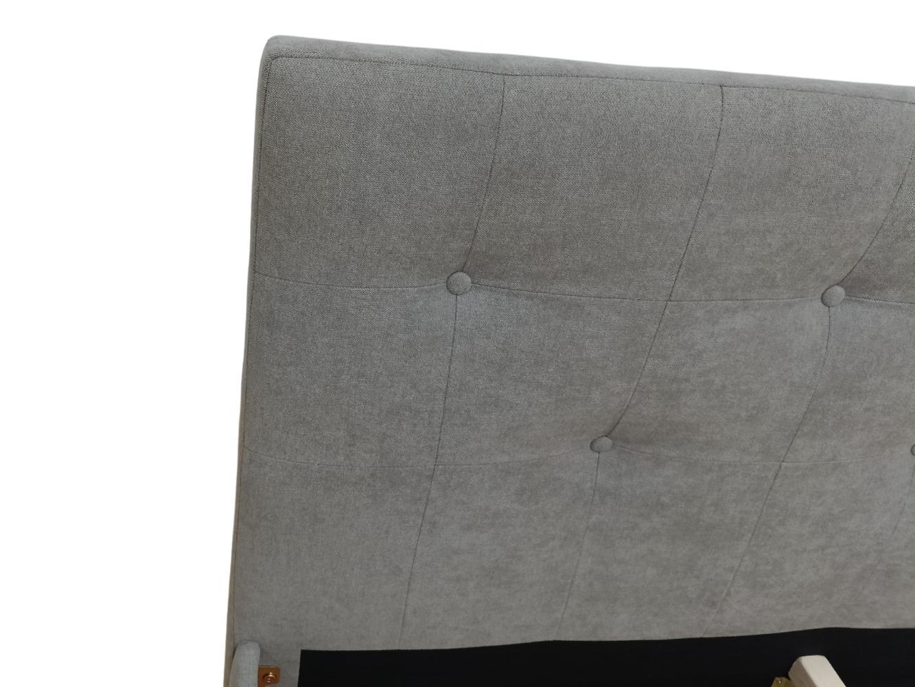 Cama Doble Imperial, Gris, Madera roble tapizada - Image 6