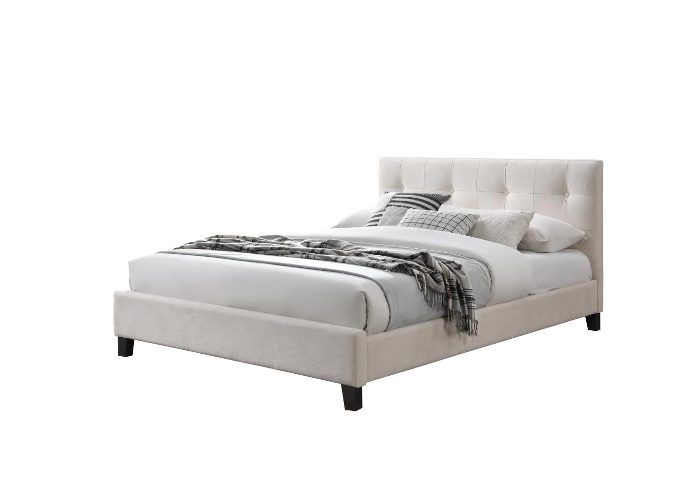 Cama Doble Imperial, Blanco, Madera roble tapizada - Image 2