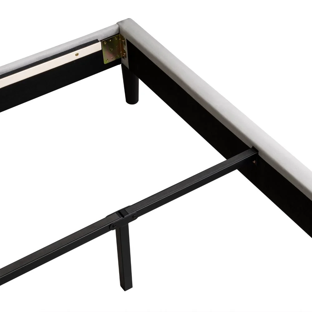 Cama Doble Lisa, Gris Claro, Madera roble tapizada - Image 12