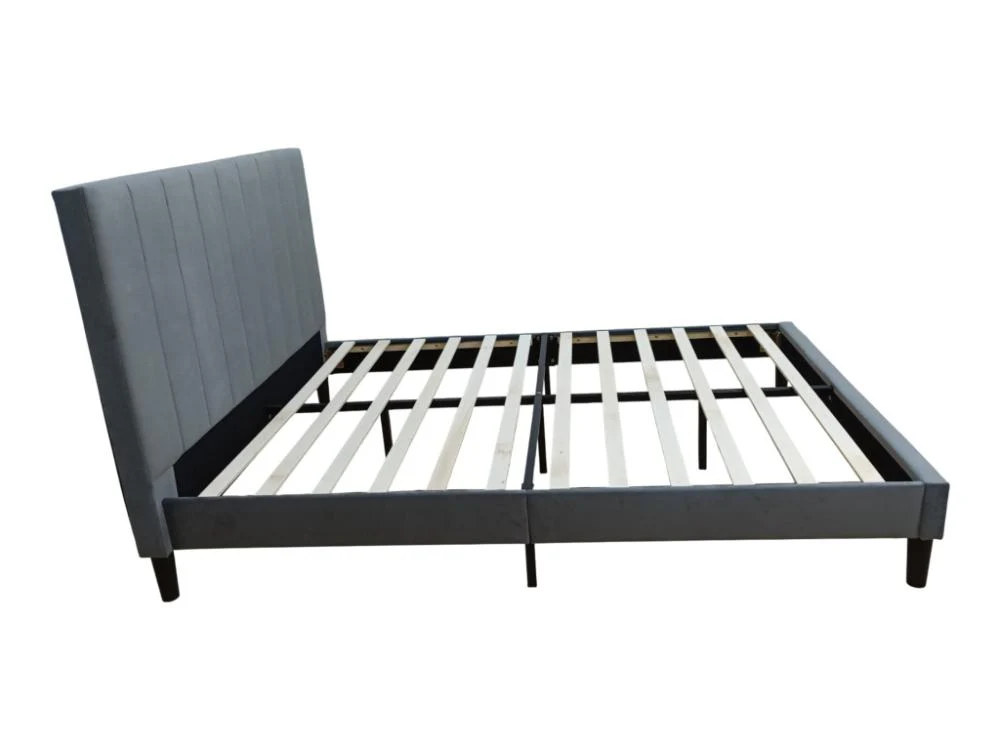 Cama Doble Lisa, Gris Oscuro, Madera roble tapizada - Image 4