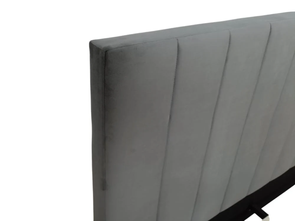 Cama Doble Lisa, Gris Oscuro, Madera roble tapizada - Image 6