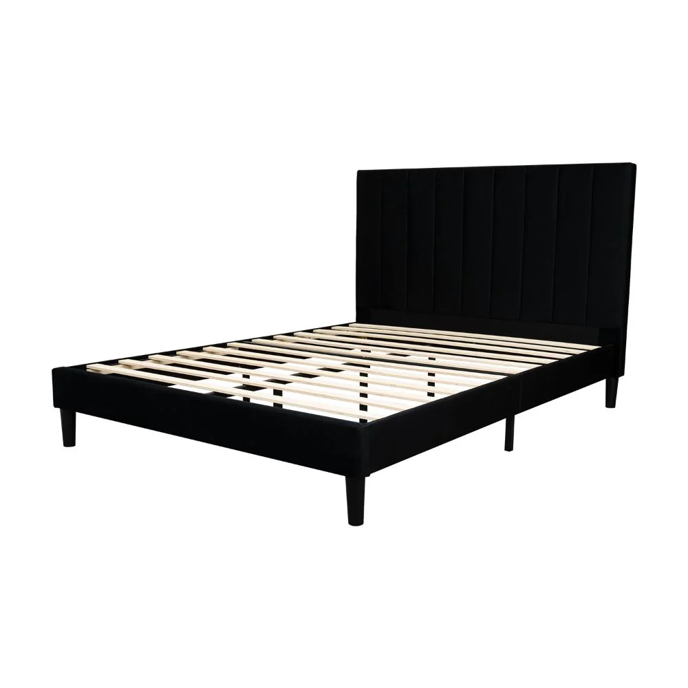 Cama Doble Lisa, Negro, Madera roble tapizada - Image 10