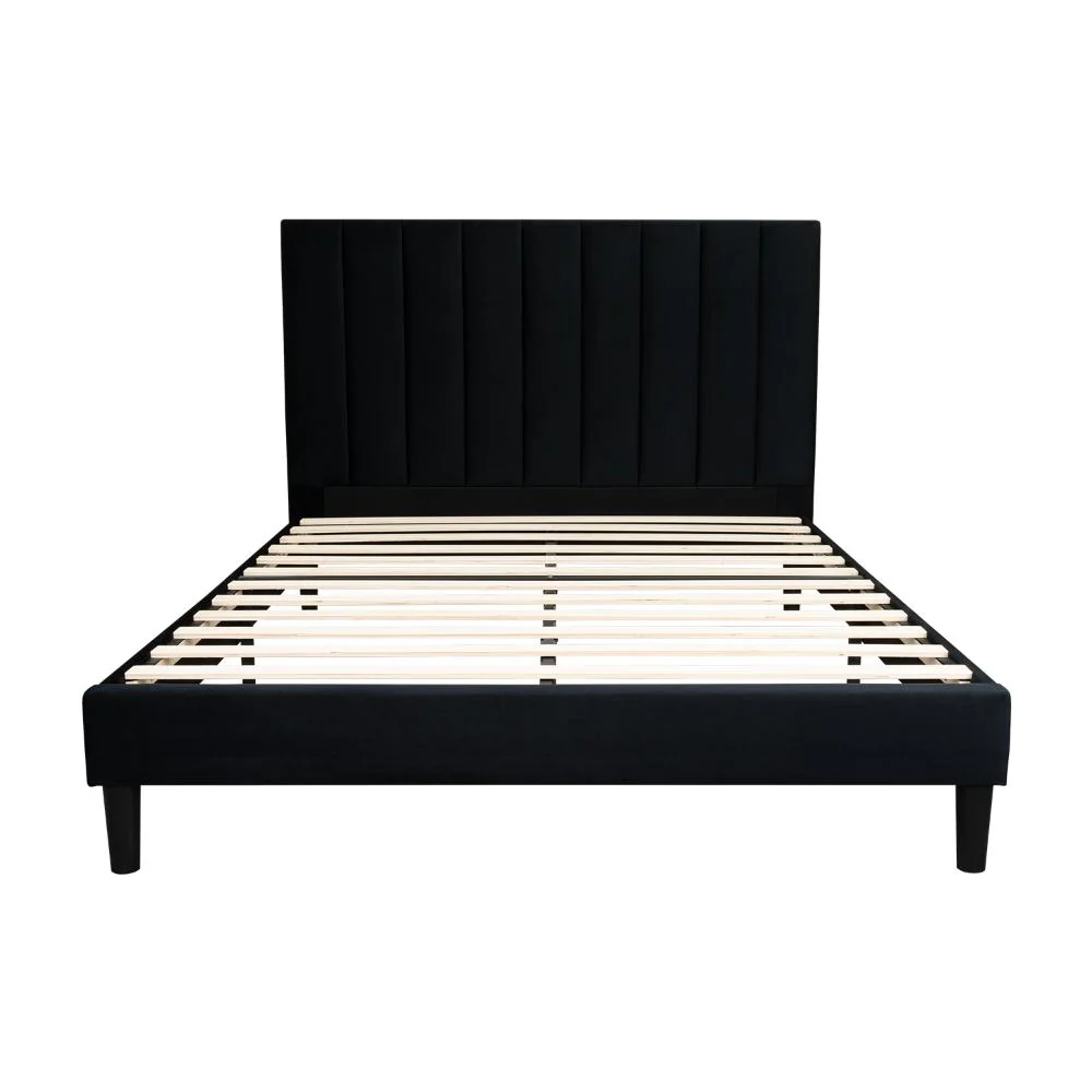 Cama Doble Lisa, Negro, Madera roble tapizada - Image 11