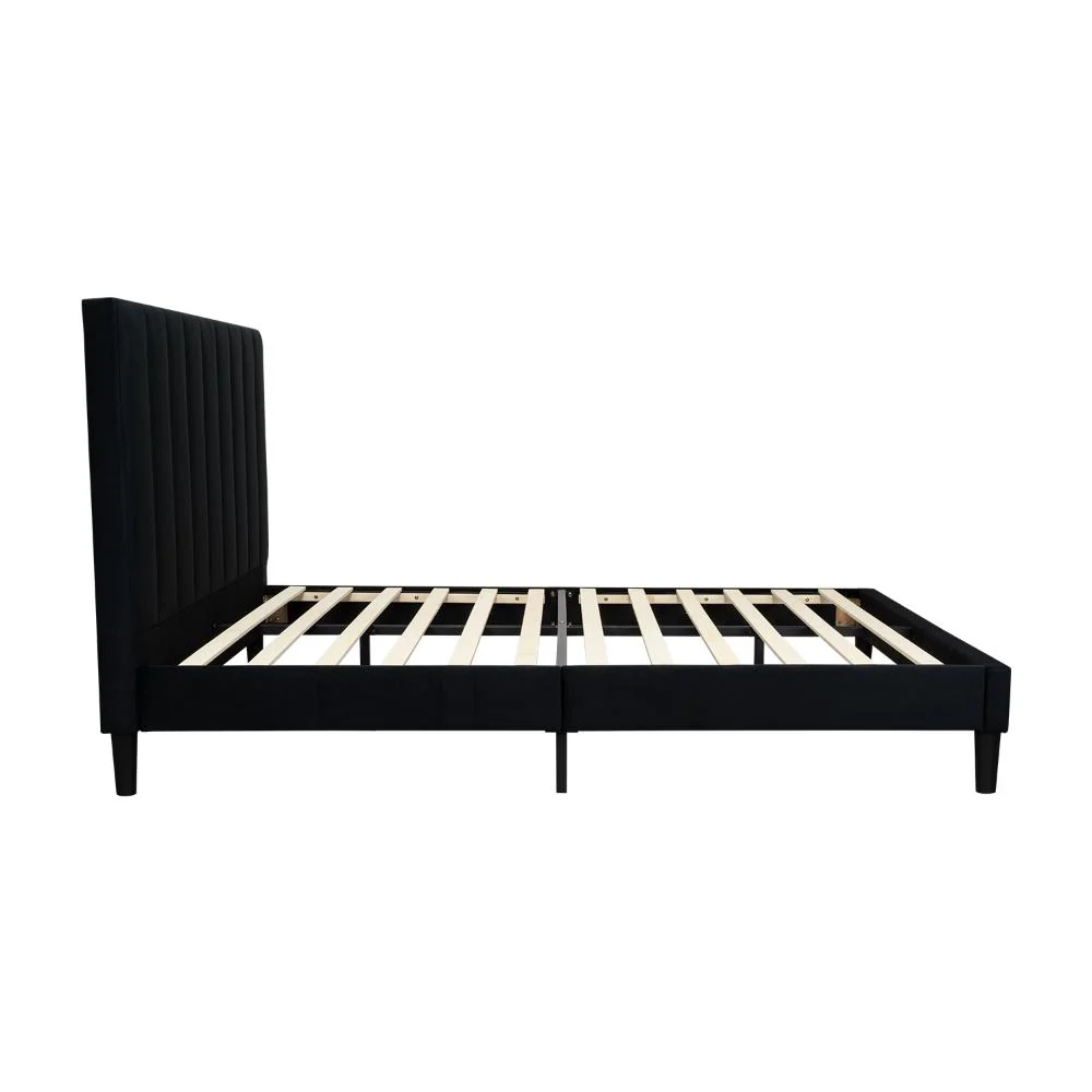 Cama Doble Lisa, Negro, Madera roble tapizada - Image 12