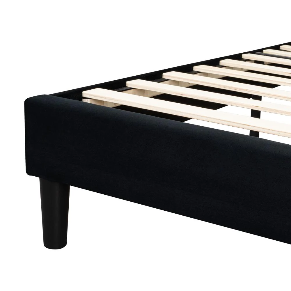 Cama Doble Lisa, Negro, Madera roble tapizada - Image 15