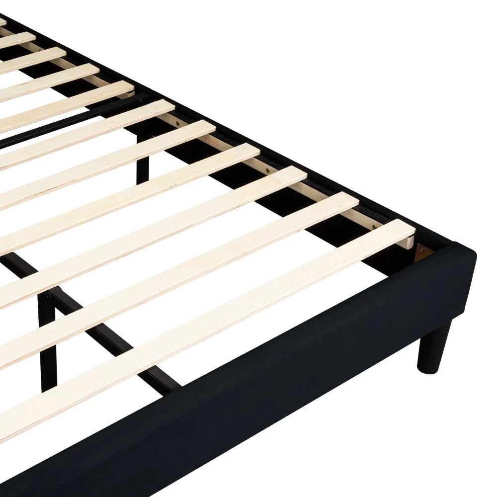 Cama Doble Lisa, Negro, Madera roble tapizada - Image 16