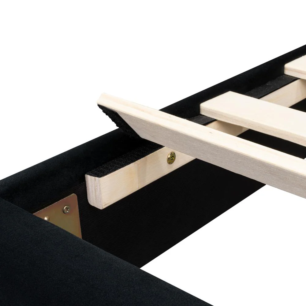 Cama Doble Lisa, Negro, Madera roble tapizada - Image 17