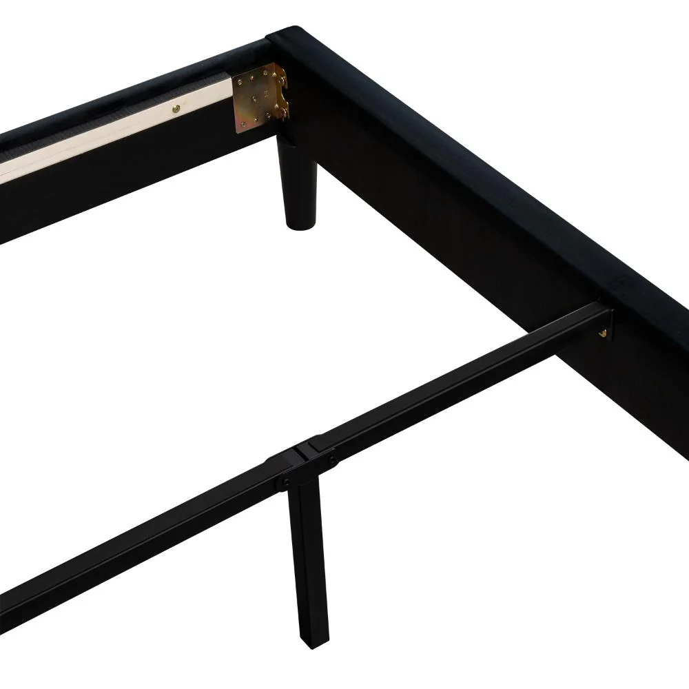 Cama Doble Lisa, Negro, Madera roble tapizada - Image 18