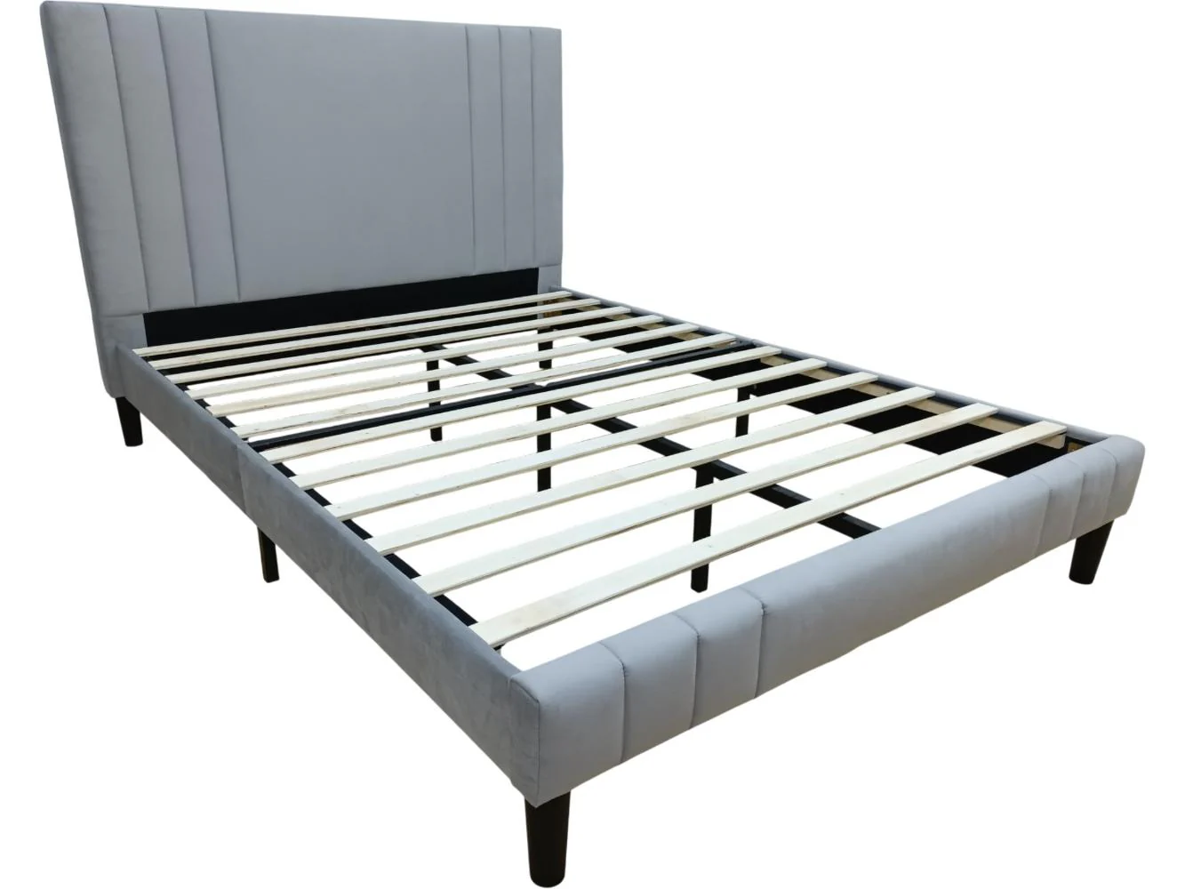 Cama Doble Majestic, Gris Claro, Madera roble tapizada - Image 3